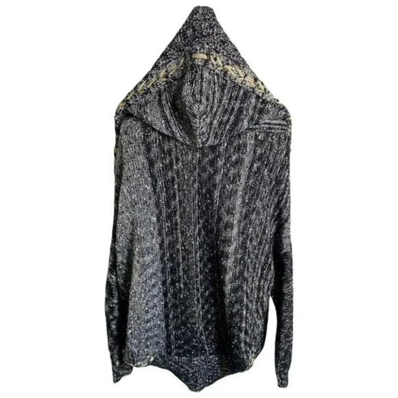 S-Twelve M\L black & gold knitted hooded‎ shrug - Picture 1 of 7